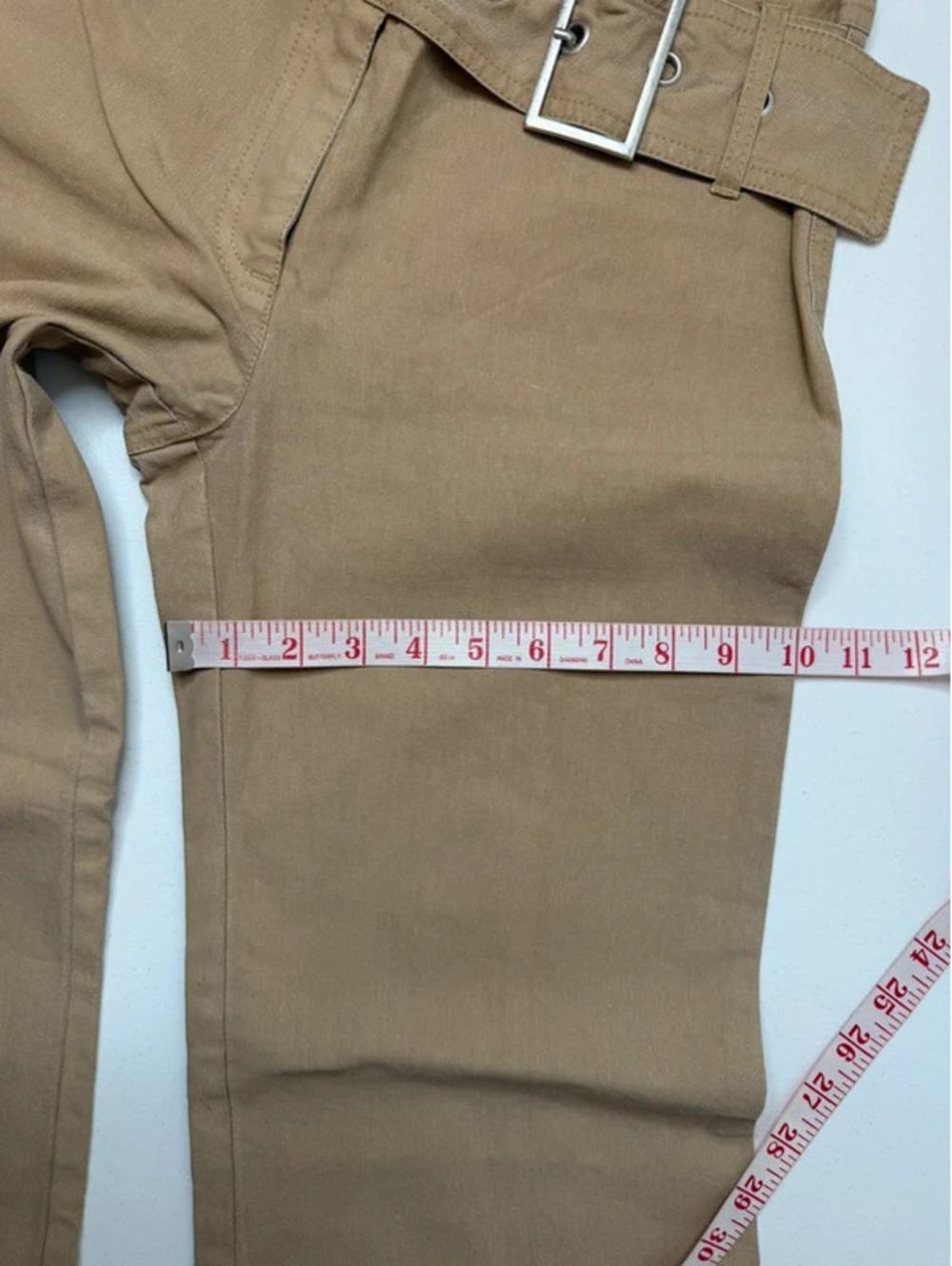 Cop Copine Y2K Sand Low Rise Flare Pants Belted Waist - Picture 7 of 9